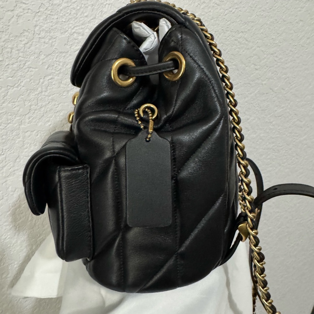 Coach Black Quilted Leather Backpack with Gold Hardware - Picture 4 of 6